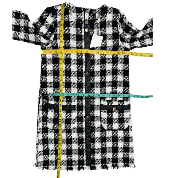Zara TRF Black White Tweed Check Mini Dress NWT Size Small - Picture 11 of 12
